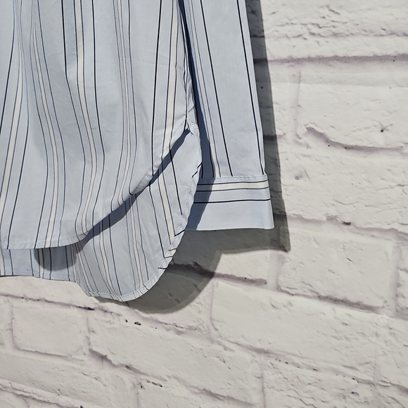 Ava & Viv Women's Light Blue Striped  Button Down Shirt - Picture 6 of 9